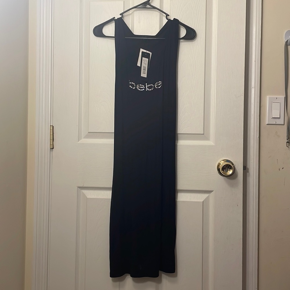 NWT Sexy Bebe Jeweled dress with crisscrossed back, size L